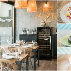 Playa Salvaje, un lugar ideal donde comer en Sanxenxo. Mesas preparadas y deliciosos platos como tartar, calamares y postre.