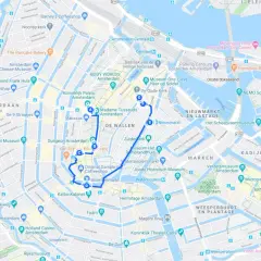 Mapa de Ámsterdam con ruta para ver en Ámsterdam en 3 días: canales, museos y barrios.