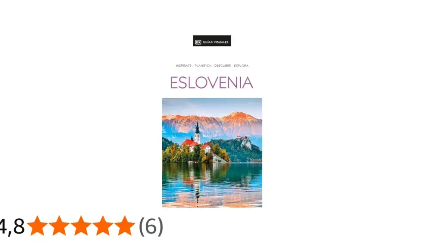 Guía visual de Eslovenia, con el lago Bled y su iglesia en una isla. Ideal para planificar tu viajar a eslovenia.