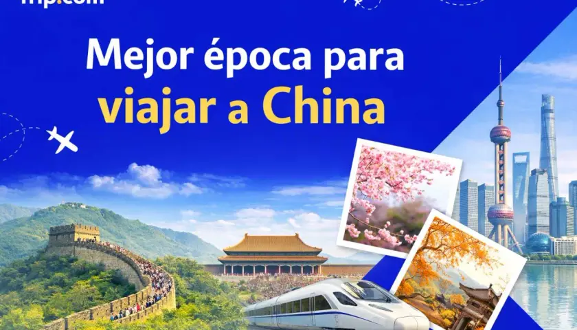 Descubre la mejor época para viajar a China, con imágenes de la Gran Muralla, flores de cerezo y el skyline de Shanghái.